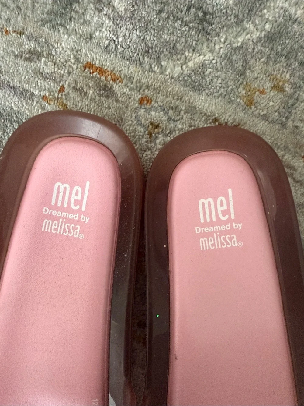 Kids Mini Melissa Pink Translucent Slide Sandals with Brown Trim